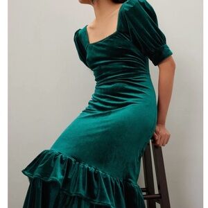 Rachel Parcell Emerald Velvet Midi Dress